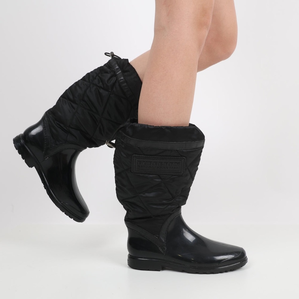 Burberry Glossy Black Quilted Rain Boots